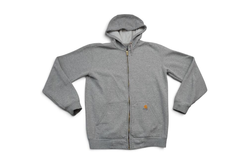 Carhartt Hoodie Mens Small Gray Hooded Full Zip Loose Fit Fleece Workwear